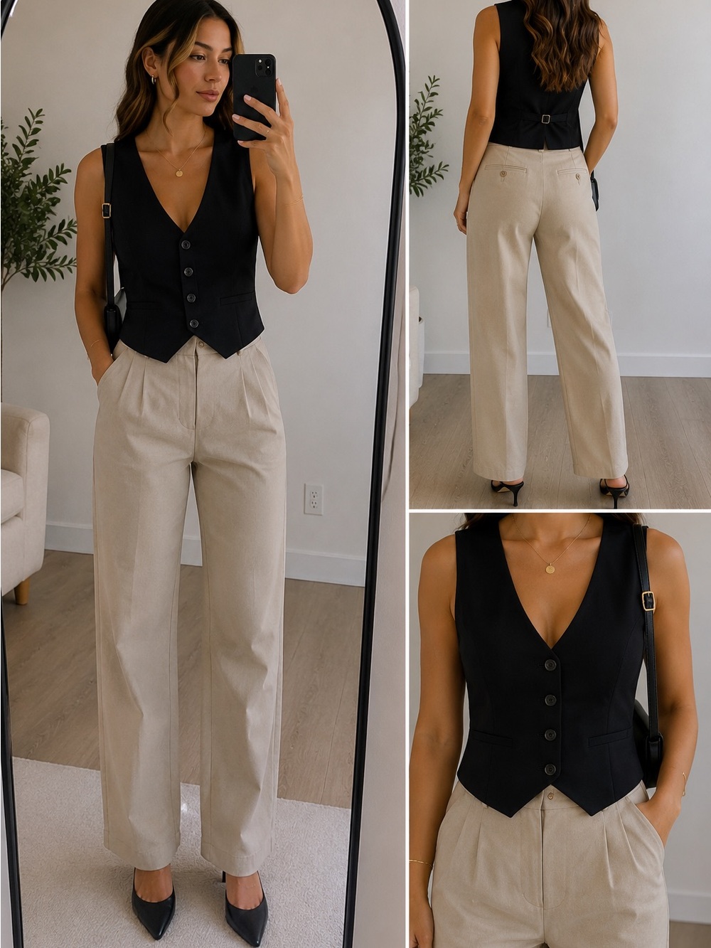 Aritzia Babaton Black Tailored Button Front Vest Size 2 Suiting Waistcoat